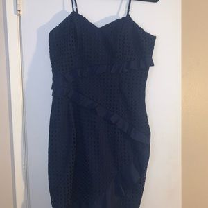 Bardot strap navy blue dress